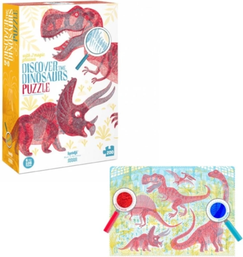 Edukacyjne puzzle Odkryj dinozaury Londji, 200 elementów z lupami
