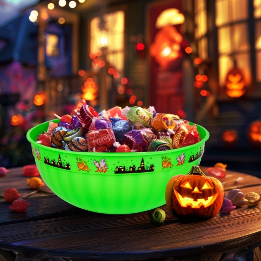 Zielona plastikowa misa do serwowania na Halloween 30 × 12 cm