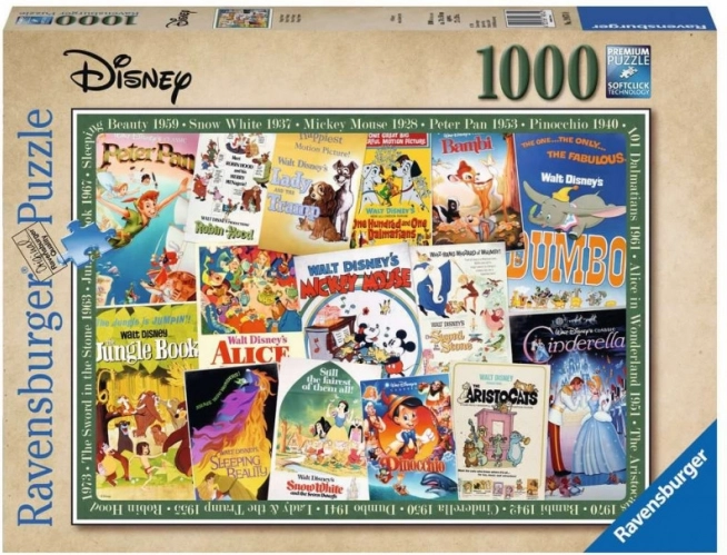 Puzzle Disney Vintage Filmowe Plakaty 1000 sztuk Ravensburger