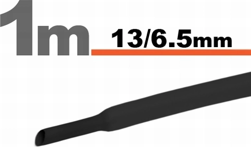 Czarna rurka termokurczliwa 13 / 6,5 mm