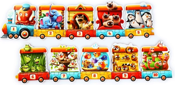 Puzzlika Pociąg – edukacyjne puzzle 20 elementów, 94 cm