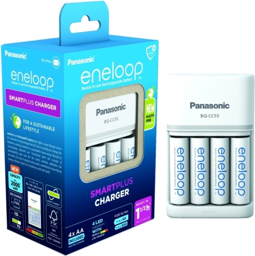 Ładowarka Eneloop Smart and Quick BQCC55 + 4x baterie AA