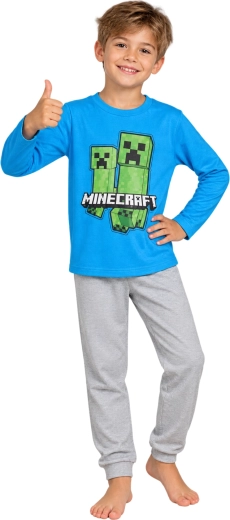 Dziecięca piżama Minecraft w kolorze niebiesko-szarym