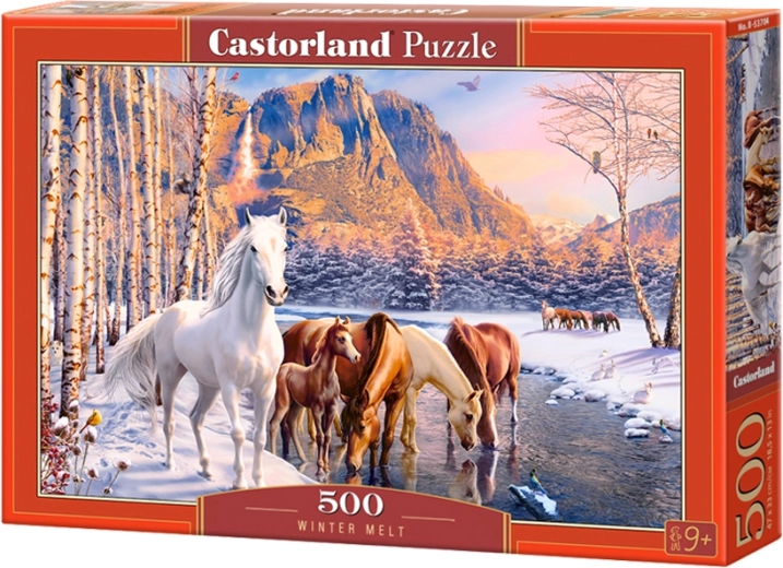 Puzzle CASTORLAND Winter Melt – konie, 500 elementów