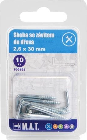 Skoba z gwintem do drewna 30 × 2,6 mm, ocynk, 10 szt.
