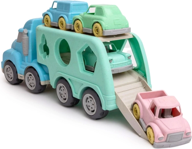 Transporter z rampą i autkami