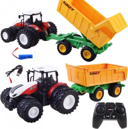 RC traktor zdalnie sterowany z gumowymi kołami i wywrotką 2,4 GHz