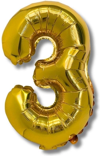 Balon foliowy cyfra 3 złoty 40 cm