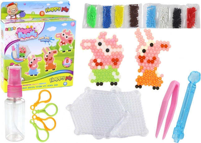 Wodne koraliki DIY – zestaw 8 kolorów z motywami prosiaczków