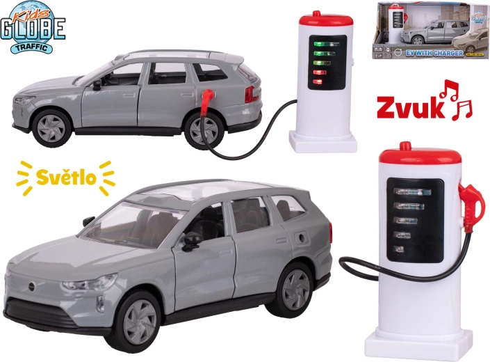 Kids Globe Traffic VOLVO EX90 metalowy model SUV ze światłami i dźwiękami 13,5 cm