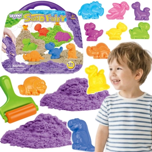 Woopie piasek kinetyczny dinozaury w walizce 13 elementów