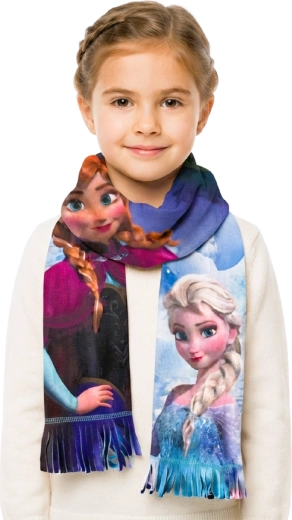 Dziecięcy szalik polarowy Frozen Elsa i Anna niebieski