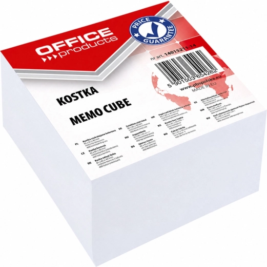 OFFICE PRODUCTS klejony bloczek do notatek biały 85 × 85 mm, wysokość 40 mm - 1 sztuka