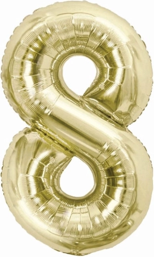 Foliowy balon cyfra 8 w kolorze szampańskim 85 cm