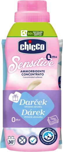 Chicco płyn do płukania tkanin Baby Sensitive Kwiatowy uścisk 750 ml + chusteczki nawilżane 72 szt. gratis