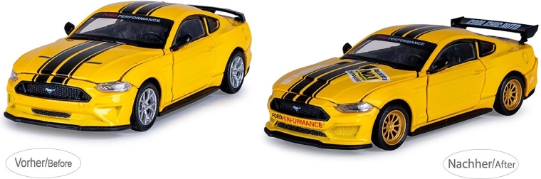 JAMARA Ford Mustang GT 2018 odlewany model w skali 1:42 żółty