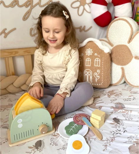 Bezpieczne drewniane wykonanie w pastelowych kolorach