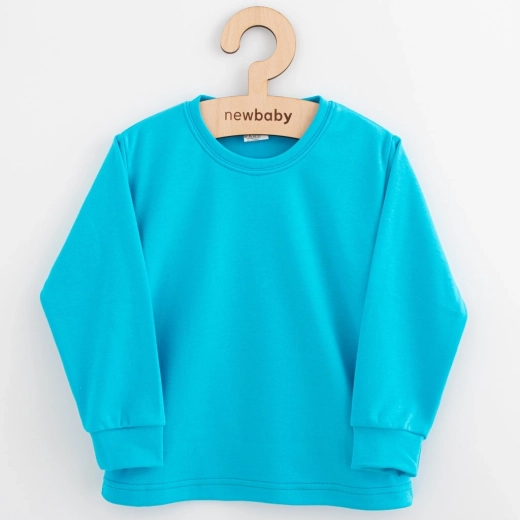 Dziecięca bawełniana koszulka z długim rękawem New Baby Kindergarten turkusowa