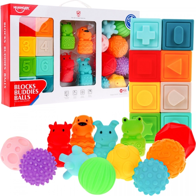 Mega zestaw 20 zwierzęcych piłeczek dla dzieci 6m+ Zabawka sensoryczna Rehabilitacja dłoni