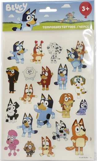 Zmywalne tatuaże dziecięce Bluey – zestaw 40 sztuk