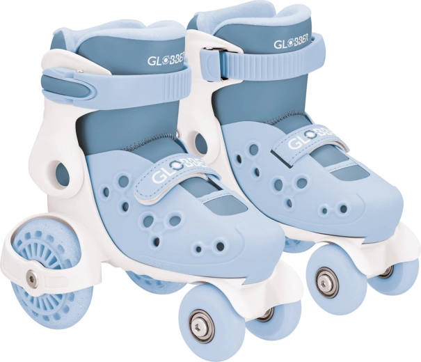 Dziecięce wrotki czterokołowe Globber Learning Skates, regulowane 26–29, popielato-niebieskie