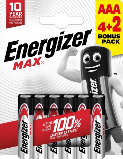 Energizer Max AAA baterie alkaliczne 6 szt. (4+2 gratis)