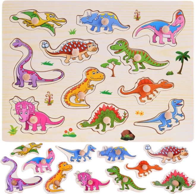 Drewniana układanka dinozaury – 11 elementów