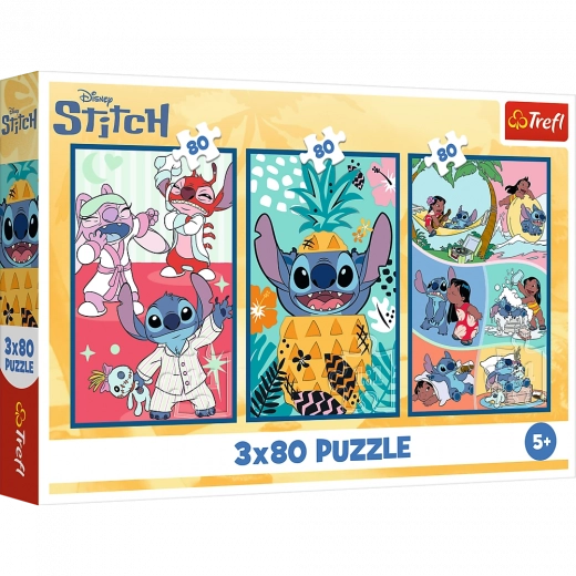 Puzzle Lilo & Stitch: Trzy Puzzle w Jednym - Stitch 3x80 Kawałków