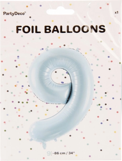 Foliowy balon cyfra 9 niebieski 86 cm
