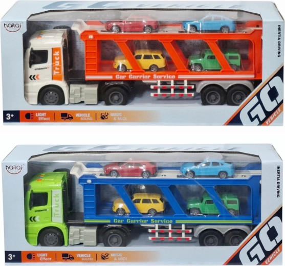 Dwupoziomowy autotransporter ze światłem i dźwiękiem (laweta)