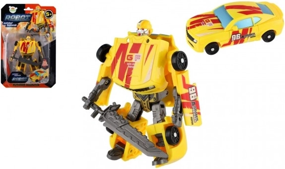 Transformujący się żółty robot – auto 14 cm