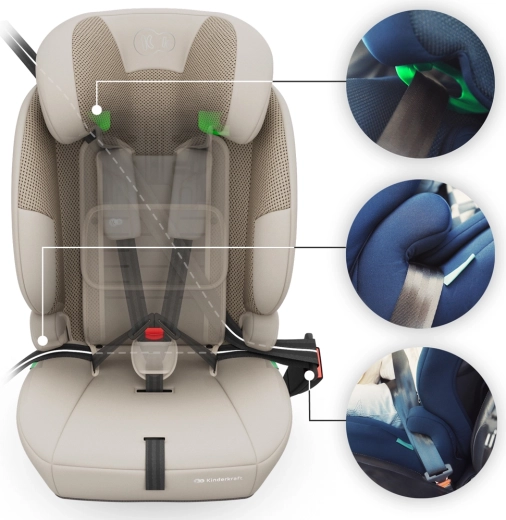 Łatwy montaż bez ISOFIX dzięki 3-punktowemu pasowi