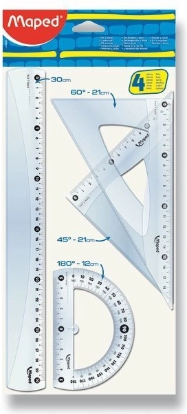 Maped zestaw linijek Classic, 4‑częściowy przezroczysty