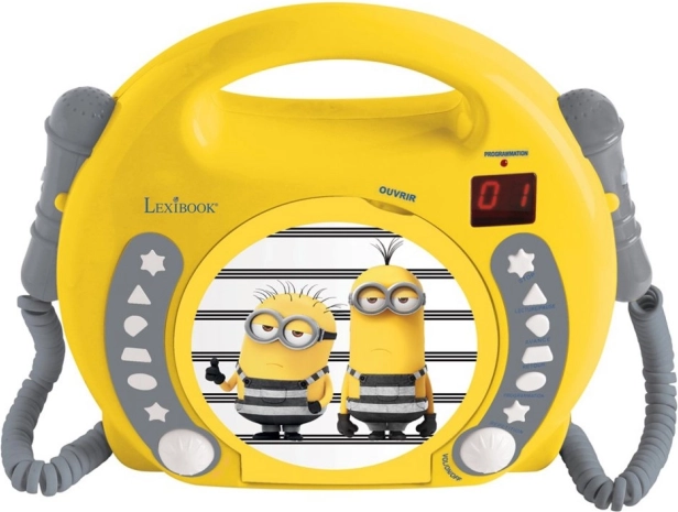 Przenośny odtwarzacz CD z 2 mikrofonami Minionki – karaoke dla dzieci