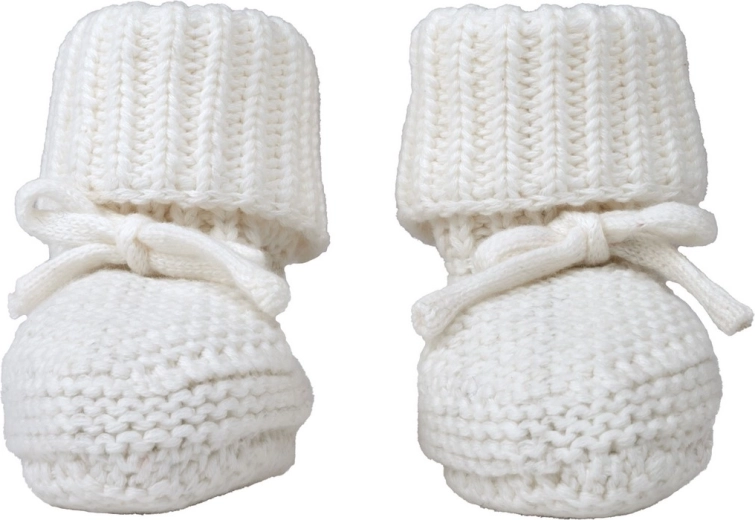 Lodger dziergane buciki Slipper Knit Cloud Dancer 0–6 miesięcy