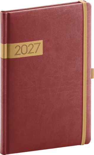 Notique tygodniowy terminarz Twill 2027 bordowo-złoty 15 × 21 cm