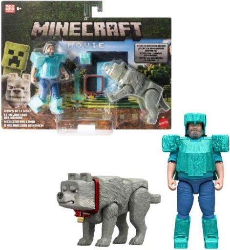 Figurki Minecraft Steve i wilk – zestaw 2 szt.