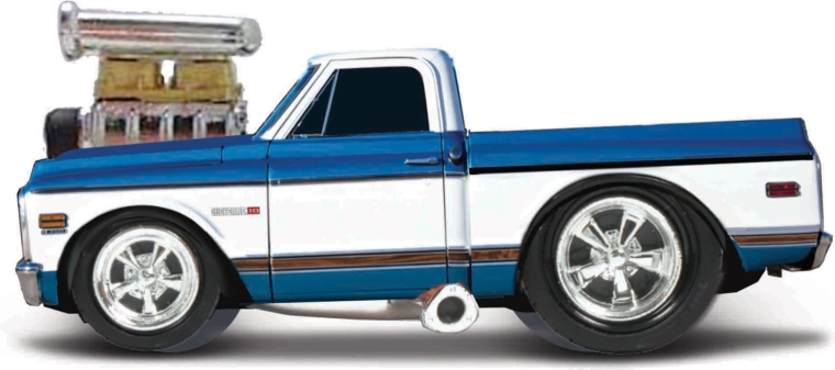 Maisto Muscle Machines Chevrolet C10 Pickup 1972 niebiesko-biały 1:64