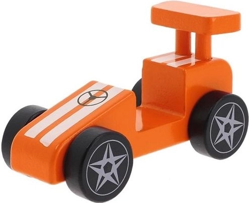 Trefl drewniana zabawka – wyścigowe auto pomarańczowe