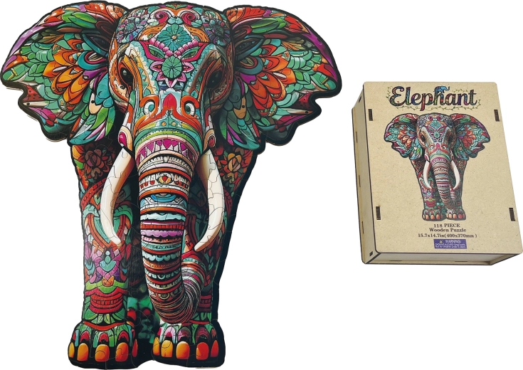 Drewniane puzzle wkładane – słoń