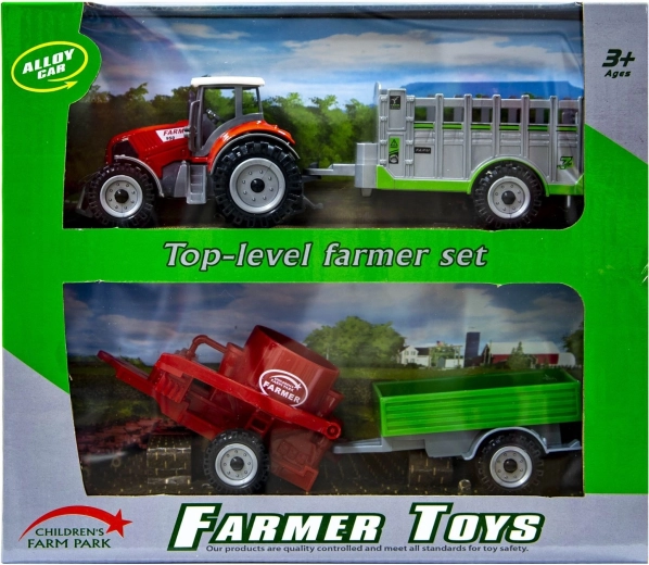 Traktor z wymiennymi przyczepami czerwony - 1 szt.