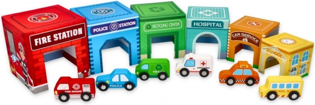 piramidka z kubeczków z pojazdami