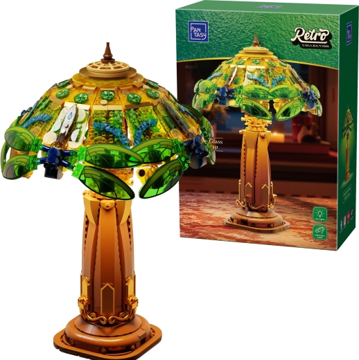 Pantasy retro witrażowa lampa stołowa – zestaw konstrukcyjny 1067 elementów