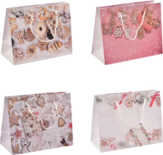 Torebka prezentowa z bożonarodzeniowym motywem cukierków 23 × 10 × 18 cm, mix 4 wzorów