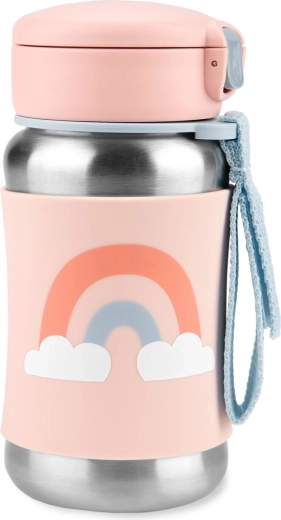 Skip Hop Spark Style butelka ze stali nierdzewnej ze słomką Tęcza 350 ml