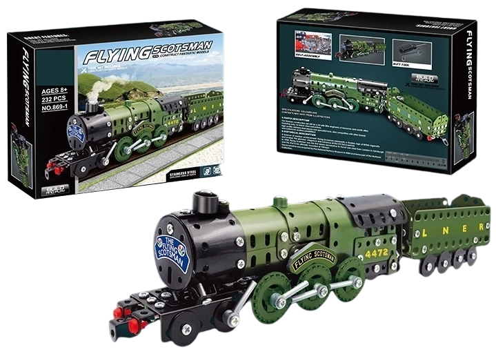 Metalowy model parowozu do składania, 340 elementów