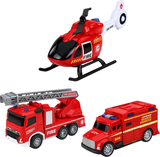 Pojazdy i helikopter w zestawie