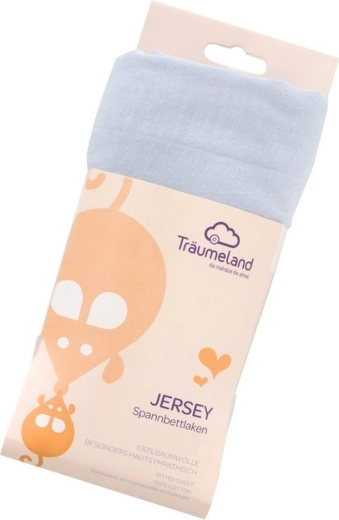 Träumeland jersey prześcieradło z gumką do kojca 100 × 100 cm jasnoniebieskie