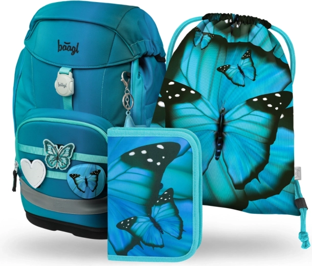 Baagl szkolny zestaw 3 szt. Airy Plus Butterfly – plecak, piórnik i worek