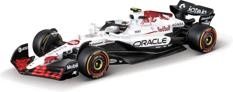 Model Formuły 1 Bburago Oracle Red Bull Racing RB21 (2025) Yuki Tsunoda #22 z kaskiem 1:18